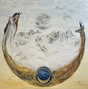 100cm x 100cm, Öl auf Leinen und Collage / oil on linen and collage