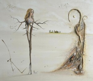 73cm x 73cm, Öl auf Leinen und Collage / oil on linen and collage